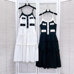 506 XXL 2024 MILAN RUNWAY JURK Spring zomer Mouwloze spaghetti -riem zwarte witte jurken damesjurk mode mode hoogwaardige luxijia