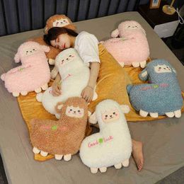 5060cm Kawaii Alpaca Cuddle Japanse zacht gevulde schattige alpacasso schapen lama Animal Dolls Cushion Hblanket voor Ldren Girls Gift J220729