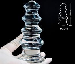 5065 mm Grand Pyrex Glass anal Dildo Énorme bouche de crosse faux Big Crystal Artificial Pinis Adult Masturbate Sex Toy pour femmes hommes Gay D7401064