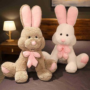 507080cm Giant Rabbit Cuddle Soft Cartoon Animal Big Ear Bunny Plush Doll Gevulde kussen Baby Begeleidende speelgoed Kawaii Geschenken J220729