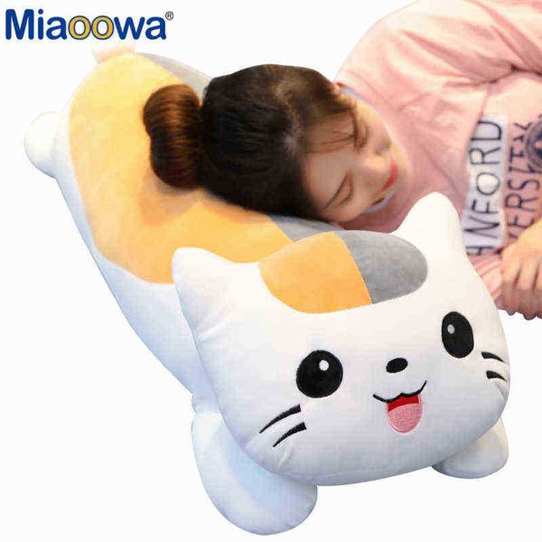 507085 cm Kawaii Cat Pillow Cuddly Soft Cushion Cuddly Animal Doll Sleep Sofá Dormitorio Decoración hermosos regalos para ldren Girls J220729