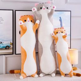 507090110130cm schattige zachte lang kattenkussen gevulde pluche speelgoed kantoor dutje huis comfort kussen decor cadeau poppen kind 240422