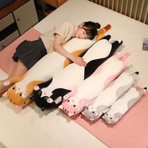 507090110130cm Funny Joy Cute Soft Long Cat Plush Toys Pauze Kantoor dutje kussen bed slaapbed huis decor pop voor kinderen meisje cadeau 240416