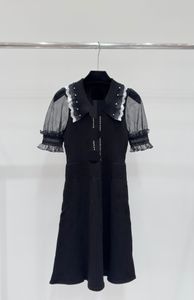 508 2024 Milan Runway Dress zomer zomer korte mouw Crew Neck Black Jurken Dames Dress Mode Hoge kwaliteit 142099