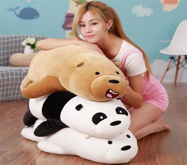 5090 cm dessin animé nous ours nus couché en peluche grizzli gris ours blanc Panda jouets en peluche enfants Kawaii poupée pour enfants cadeau Q1906062618090592