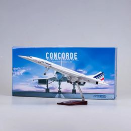 Avión a escala 50CM 1/125 Concorde Air France, modelo de aerolínea, avión de juguete de resina, avión Airfrance con luces de tren de aterrizaje 240119