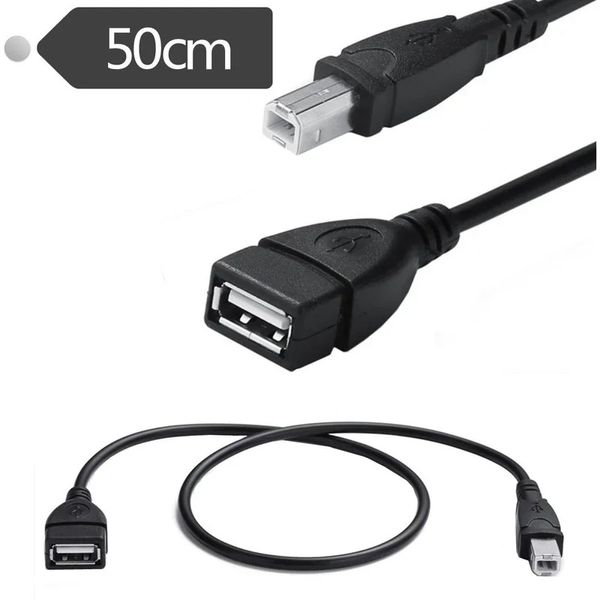 50 cm 1.5ft USB 2.0 Tipo A Femenino a USB B Cable de adaptación de extensión de la impresora de escáner macho B para la impresora del escáner disco duro móvil