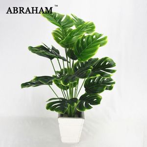 50 cm 18Fork Grande plante artificielle Turtle en plastique Feuilles de fausse succursale de Monstera Plante verte tropicale pour Bonsai Indoor Decor316T