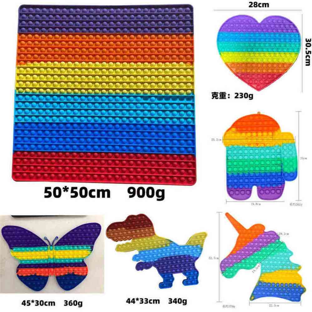 50 cm 40 cm Gigant Rainbow Push Bubble Pushpers Square Mega Jumbo Super Duży Rozmiar Sensory Fidget Bubbles Puzzle Dinosaur UniCron Butterfly G677okr