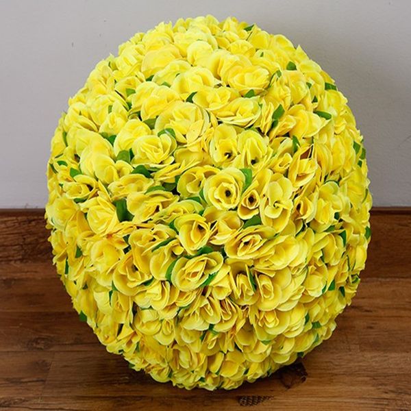 Bolas de besos de flores rosas de seda artificiales de 40cm con hojas verdes para bodas, adornos navideños, suministros de decoración para fiestas