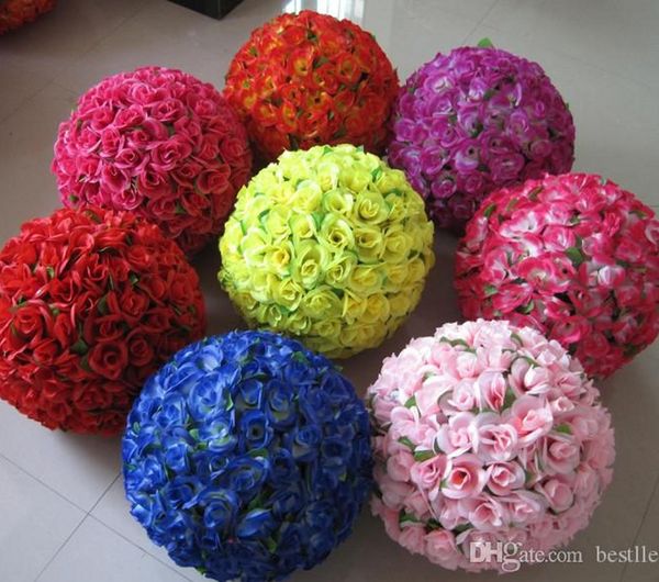 50 cm soie artificielle Rose fleurs s'embrasser boules avec feuilles vertes pour mariage noël ornements fête décoration fournitures