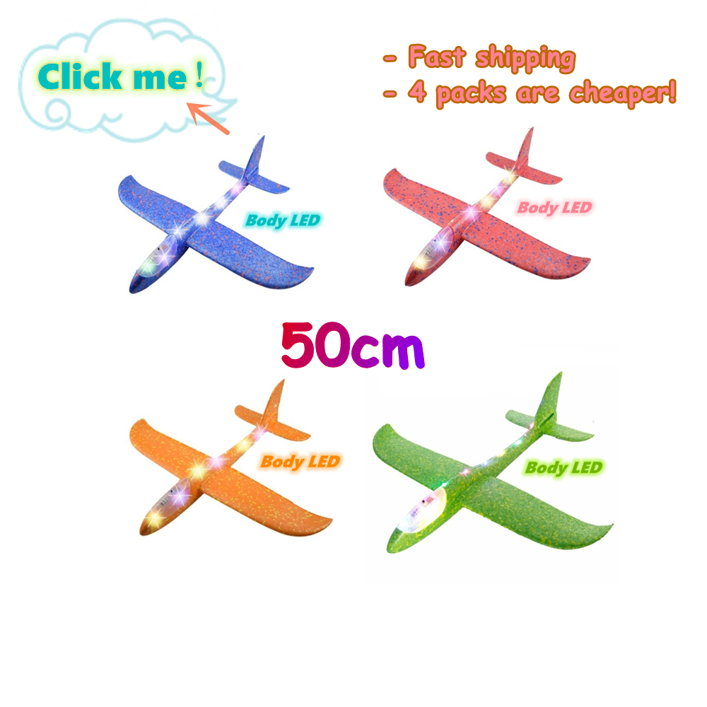 Stort skumplan Flying Glider Toy med LED Light Hand Throw Airplane Outdoor Game Aircraft Model Toys for Children Boys Gift