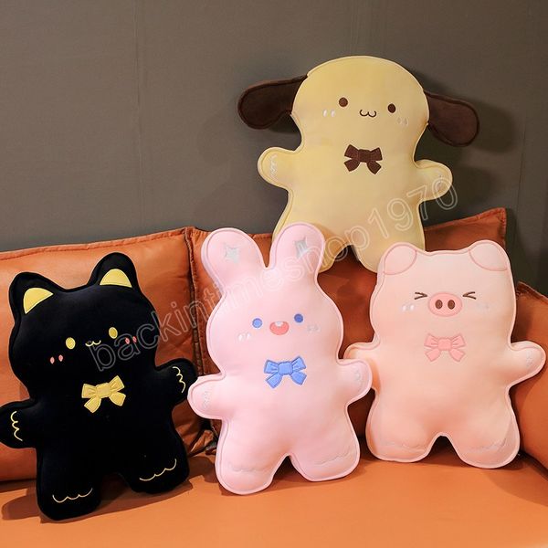 50CM Biscuit série Animal oreiller Kawaii cochon chien chat lapin jouets en peluche doux canapé-lit dos coussin pour enfants filles cadeaux