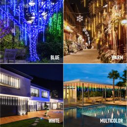 50CM Kerst LED Meteorenregen Garland Festoen Vakantie Strip Licht Outdoor Waterdichte Fairy Lichtslingers Voor Straatdecoratie