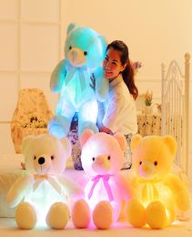 50 cm Creatieve Light Up LED Teddybeer Knuffels Knuffel Kleurrijke Gloeiende Kerstcadeau voor Kinderen Pillow8126349