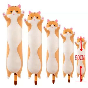 50 cm schattige kat grote knuffels plush speelgoed voor kinderen meisjes zachte lange slaapkussen knuffels kerstcadeaus fy7755 b1213