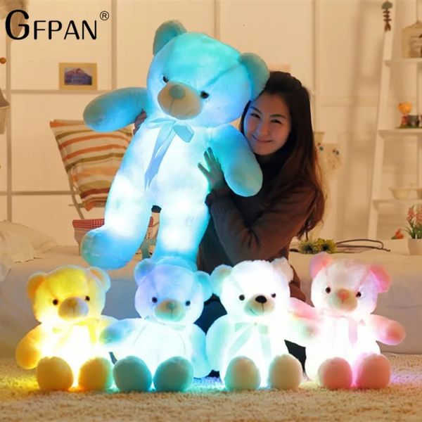 50 cm géant géant coloré rayonnant en peluche ours en peluche luxueuse jouet kawaii illuminé en peluche en peluche garniture jouet enfant cadeau de Noël 240424