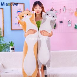 50cm Kawaii Long Cat Throw Pillow Cute Soft Plush Stuffed Toy Nap Pillow Cojín Muñeca de regalo para niños y niñas Regalo de Navidad