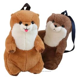 50 cm Kawaii Sea Otter Plush Mochila Toy Toy relleno de almohada de animales suaves Bolso de hombro de jardín de infantes para niños Regalos de cumpleaños 240507