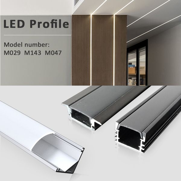 Fuera LED LED de 50 cm Luz de aluminio Canal de perfil de aluminio plateado Black Diffuser Cubierta de PC para el gabinete lineal de gabinete de barra de 8 mm/10 mm/12 mm