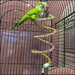 50 cm papegaai speelgoed touw gevlochten Pet Chew Budgie Perch Coil Bird Cage Cockatiel Birds Trainingsaccessoires Drop levering 2021 Andere benodigdheden Hom