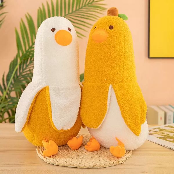 50cm juguete de peluche plátano patos almohada larga muñeca dibujos animados Super lindo pato niños almohada para dormir