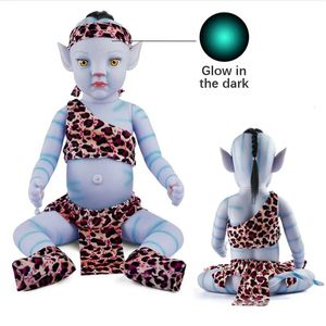 50 cm Rebirth Avatar 2 Doll Glowinthedark Movie mismos personajes ojos Close Open Soft Porcelana Baby Toy Boys and Girls 240111