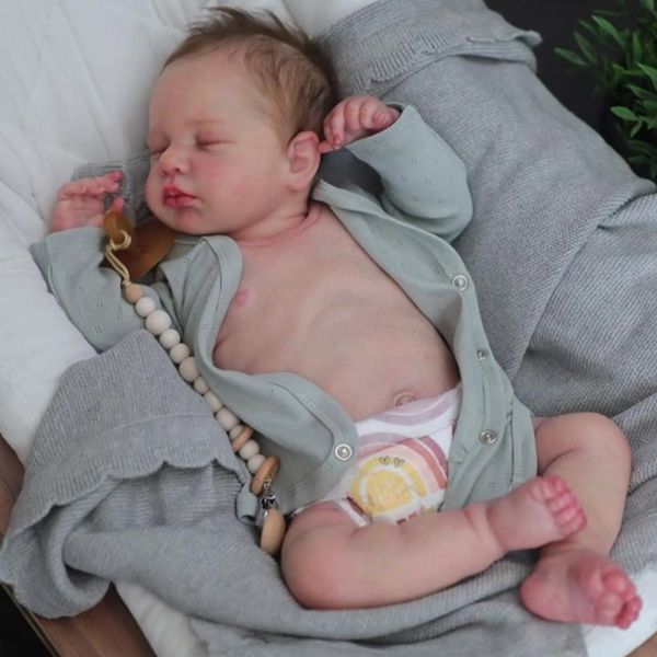 Poupée bébé Reborn en Silicone et vinyle, 50CM, corps doux, garçon/fille, Loulou, peint avec cheveux enracinés, cadeau pour enfant