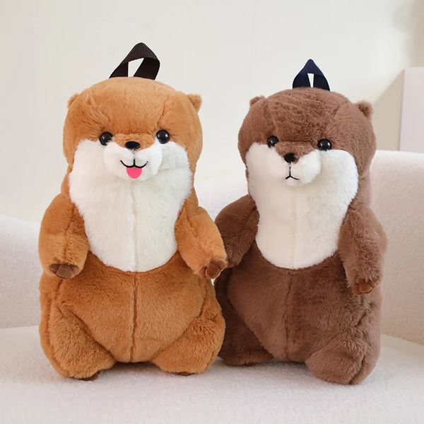 Sac à dos en peluche de loutre de mer de 50cm, jouet mignon de dessin animé, sac à bandoulière en peluche doux pour enfants, cadeaux d'anniversaire pour filles, 240223