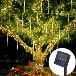 50 cm zonne -led decoratie meteoor douche licht vakantie touw licht waterdichte sprookjes tuindecor outdoor street slinger kerstmis