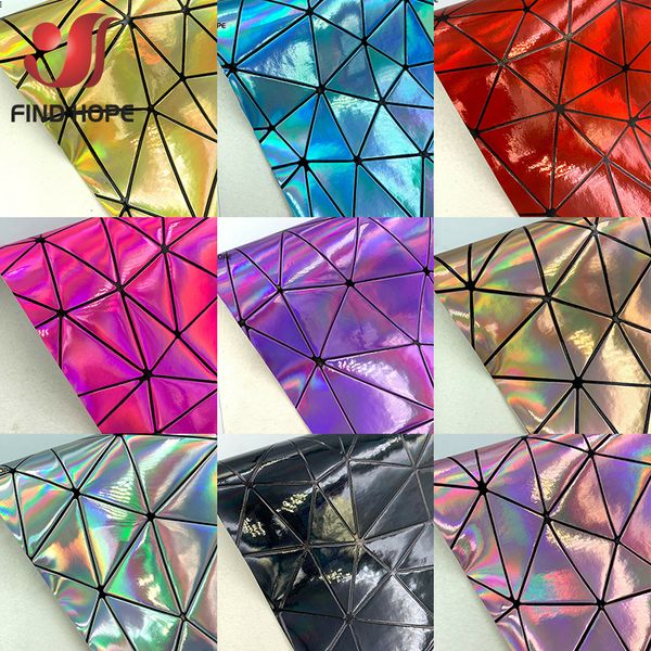 50 cm x 120 cm láser geométrico geométrico iridescente PU Faux Faux Telage Bag Craft Diy Joyería Material de costura