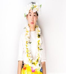 Couronne classique hawaïenne, 50cm, 20 pouces, fleur de Lotus Pure, Plumeria rubra, pour mariage, fête, plage, bord de mer, 1078359