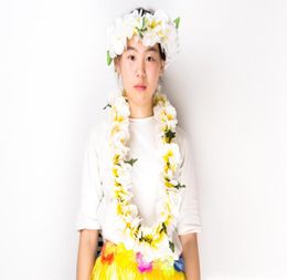 Couronne classique hawaïenne, 50cm, 20 pouces, fleur de Lotus Pure, Plumeria rubra, pour mariage, fête, plage, bord de mer, 2040049