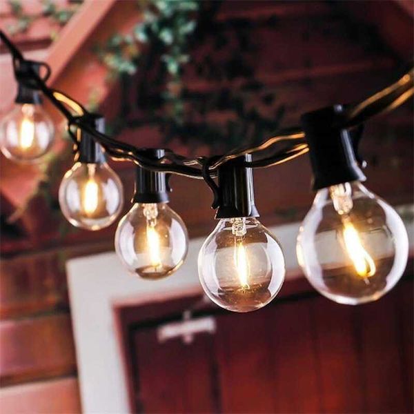 50FT 30FT Fairy String Light G40 Globe Party Guirlande String LightWarm Blanc 50ampoules vintage claires décoratives arrière-cour extérieure 201211