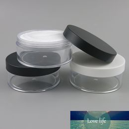 50 g 50ml lege plastic duidelijke make-up jar cosmetische crème gezicht poeder blusher foundation container met sifter zwart wit dop