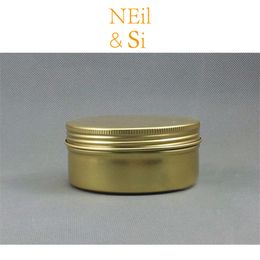 50g Gold Metal Jar Vacío Cosmético Cuidado de la piel Crema Loción Botella de aluminio Granos de café Envases de embalaje Envío gratis