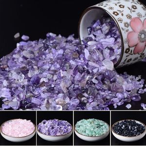 50g de alta calidad, piedra de cristal de cuarzo púrpura Natural, virutas de roca, cristal curativo de la suerte, pecera, piedra de cristal