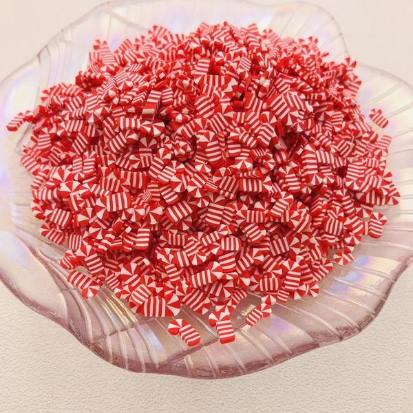 50g / lot polymère chaud argile Christmas Candy Cane Sprinkle Gingerbread House Slice for Crafts, Téléphone déco, bricolage Scrapbooking