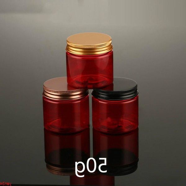 50 g de plastique rouge rechargeable JAR VIDE COSMETIQUE LOTION CRIME CRÈCE CHANGE CANDY THE Échantillon Pill de rangement Bouteille de voyage 30pcsgood QTYS MAGCM