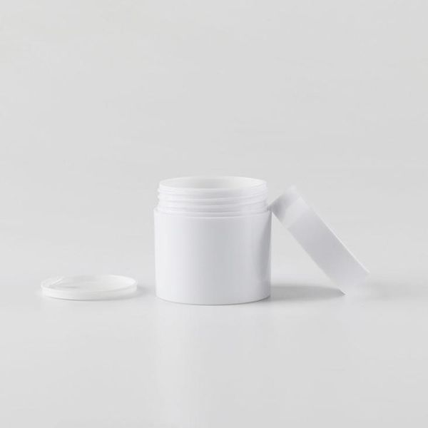 Pots de crème ronds blancs de 50g, contenants en plastique, bouteilles d'emballage d'échantillons cosmétiques Expédition rapide SN4866