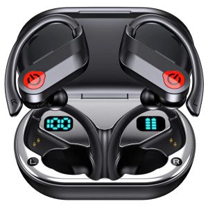 Écouteurs sans fil Bluetooth 5.3, autonomie de 50 heures, son stéréo, hi-fi, suppression du bruit, étanche IPX7, casque de Sport