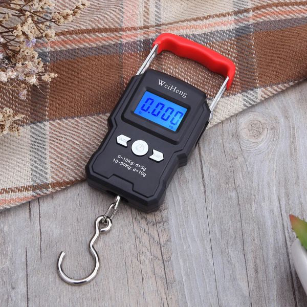 Échelle de pesée électronique de 50 kg / 5g Échelle d'écran d'écran numérique LCD Scale de crochet avec du ruban adhésif pour les voyages de pêche