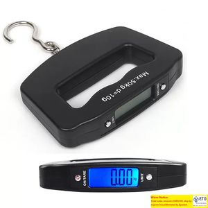 Gancho de mano electrónico Digital LCD de 50kg y 10g, báscula de pescado colgante para equipaje, balanza de bolsillo con retroiluminación, báscula portátil de 208K