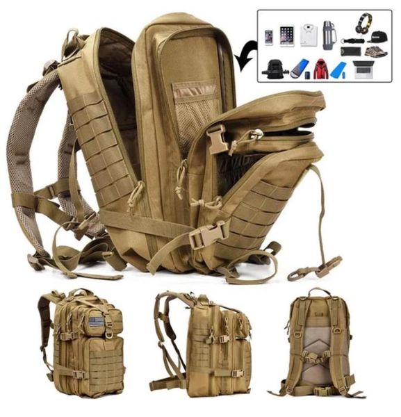 Sac tactique de l'armée 50L Capacité grand sac à dos étanche à l'extérieur randonnée de la randonnée de camping 3D Rucksack pour hommes1809025