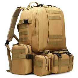 50L Tactical Rugzak 4 in 1 Military Bags Army Rucksack Backpack Molle Outdoor Sport Bag Mannen Camping Wandelen Travel Climbing Bag 211224