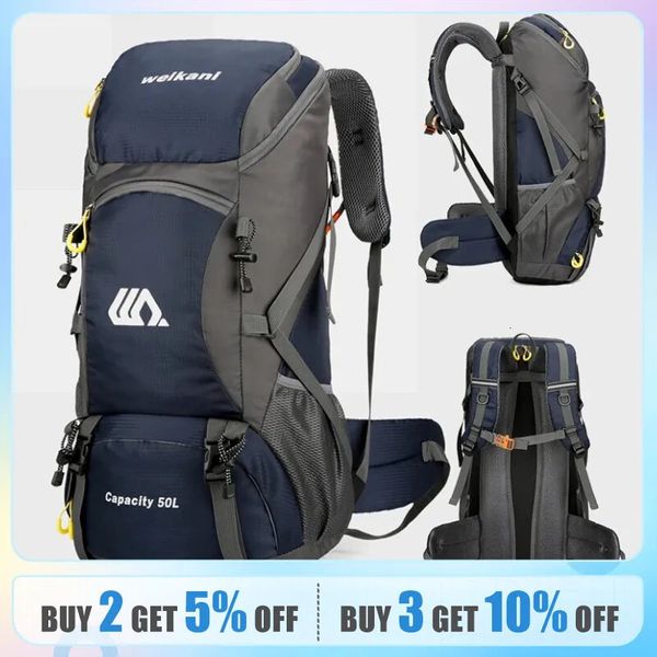 Sac de camping de sac à dos 50l pour hommes grand sac de randonnée touristique à sacs à dos.
