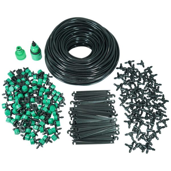 50M-5M 1/4 '' tuyau Micro système d'irrigation goutte à goutte Kit d'arrosage des plantes de serre de jardin avec goutteurs réglables émetteur d'arrosage 210610