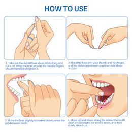 50m Dentaire Flosser Taboule de dents Nettoyage Cire à menthe Floss Fil Fil plat Hygiène oral Hygiène
