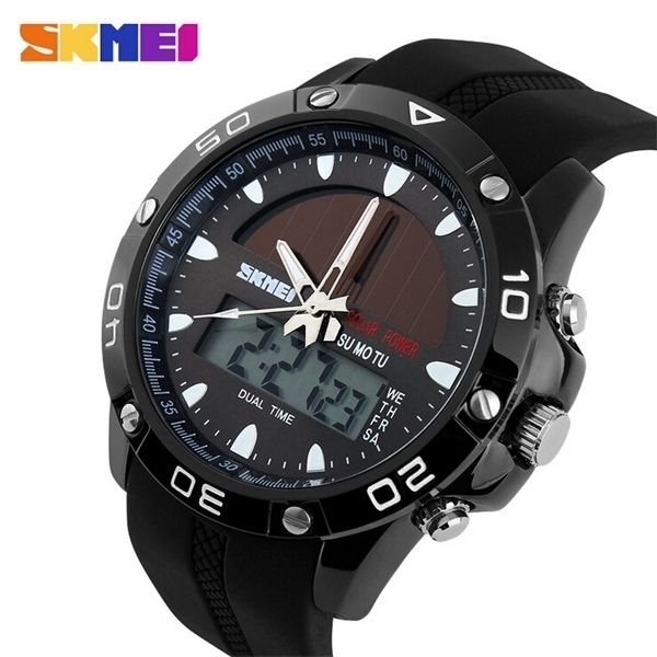 50M étanche montres solaires en plein air militaire hommes montres de sport énergie solaire montre à quartz numérique double temps hommes montre décontractée X0524