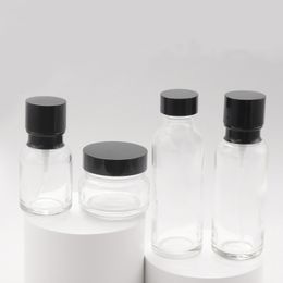 50 ml 110 ml 150 ml verpakkingsflessen Frosted glas lege crème jar spuiter cosmetische container